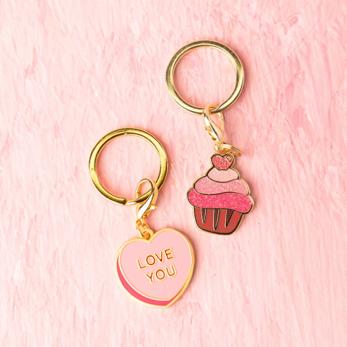 Love You Sweetheart & Cupcake Pet Charm Set