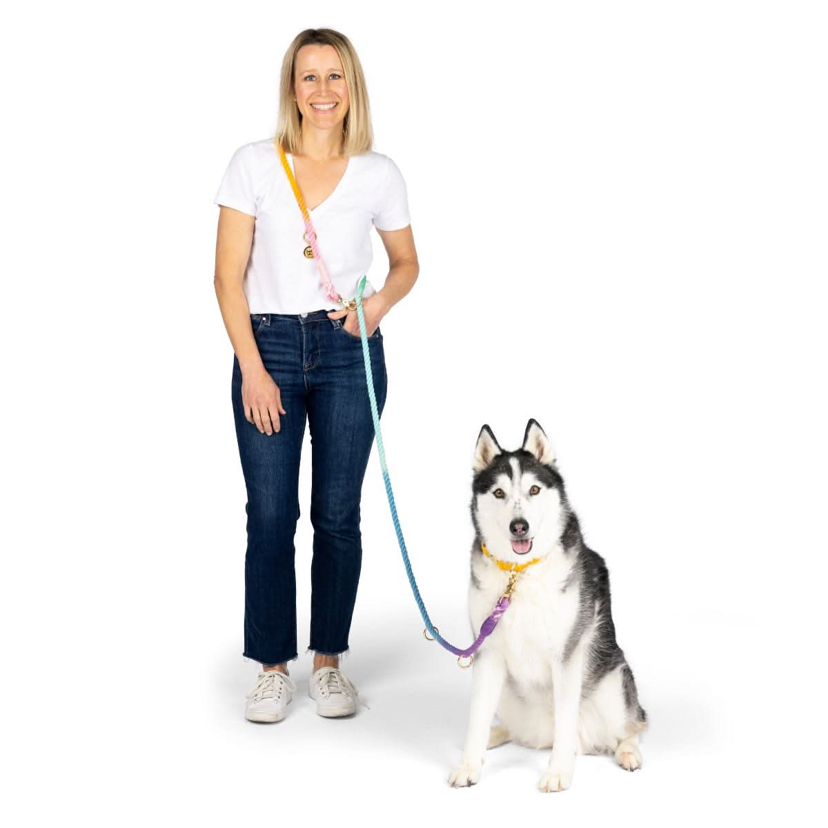Nola Hands-Free Rope Dog Leash | Pink Papyrus