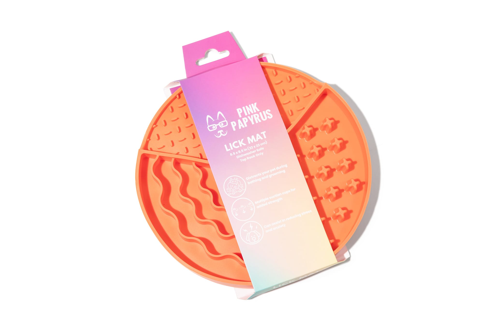 Orange Dog & Cat Lick Mat | Pink Papyrus