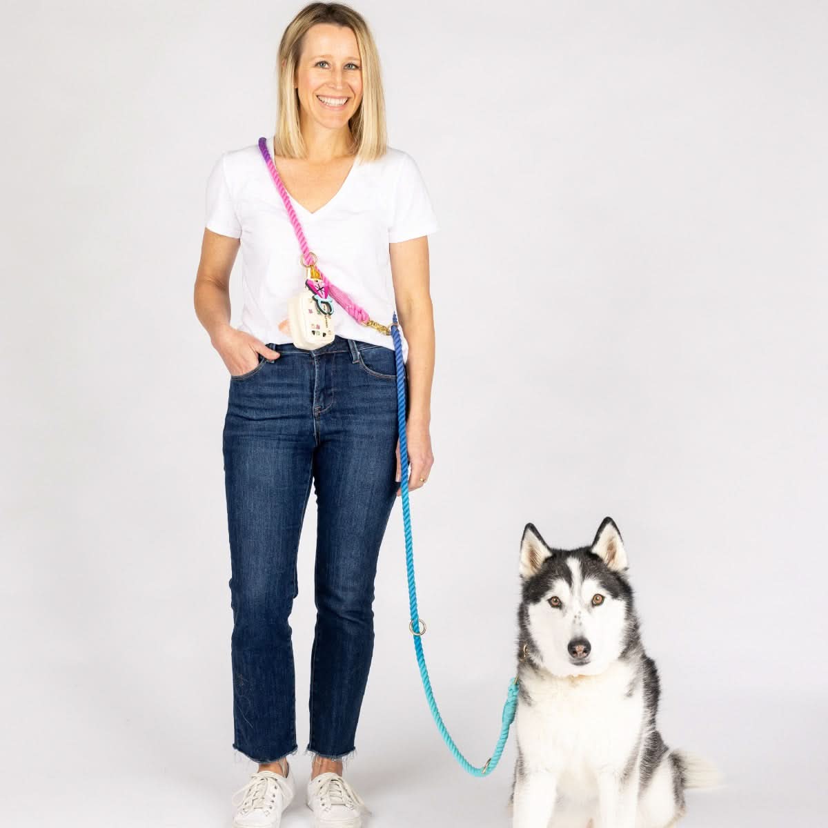 Pixie Hands-Free Rope Dog Leash | Pink Papyrus