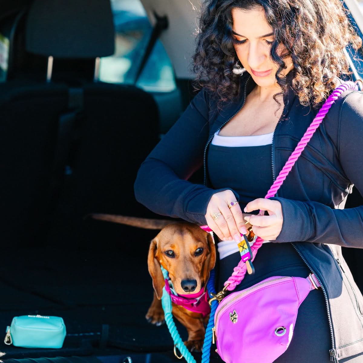 Pixie Hands-Free Rope Dog Leash | Pink Papyrus