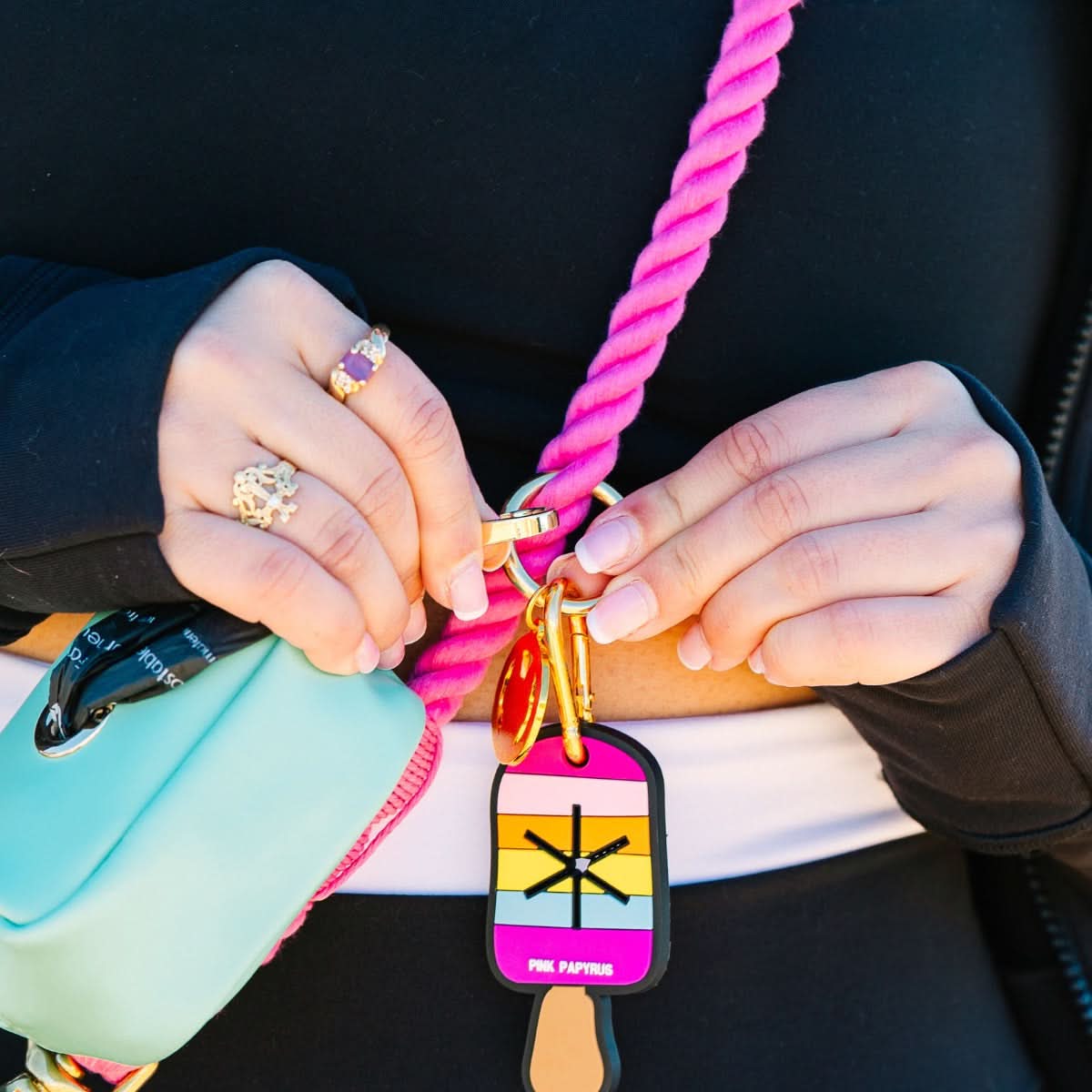Pixie Hands-Free Rope Dog Leash | Pink Papyrus