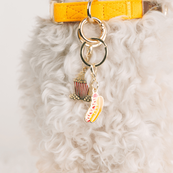 Hotdog & Popcorn Pet Charm Set | Pink Papyrus