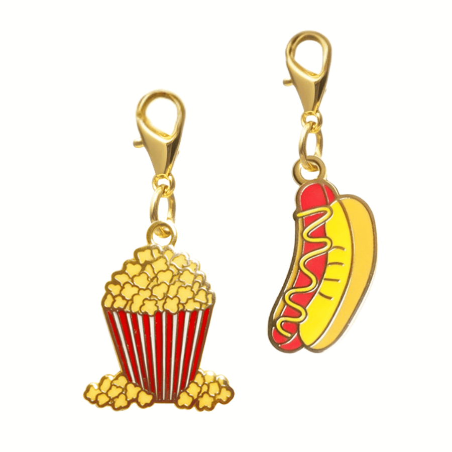 Hotdog & Popcorn Pet Charm Set | Pink Papyrus
