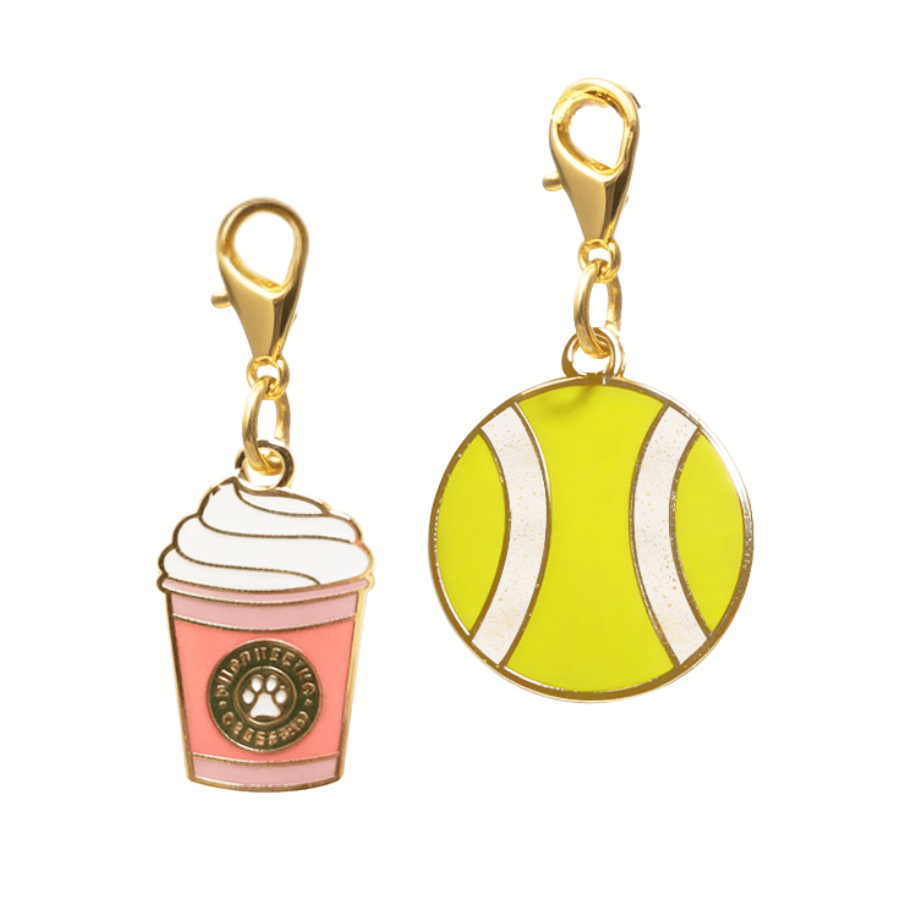 Puppuccino & Tennis Ball Pet Charm Set | Pink Papyrus