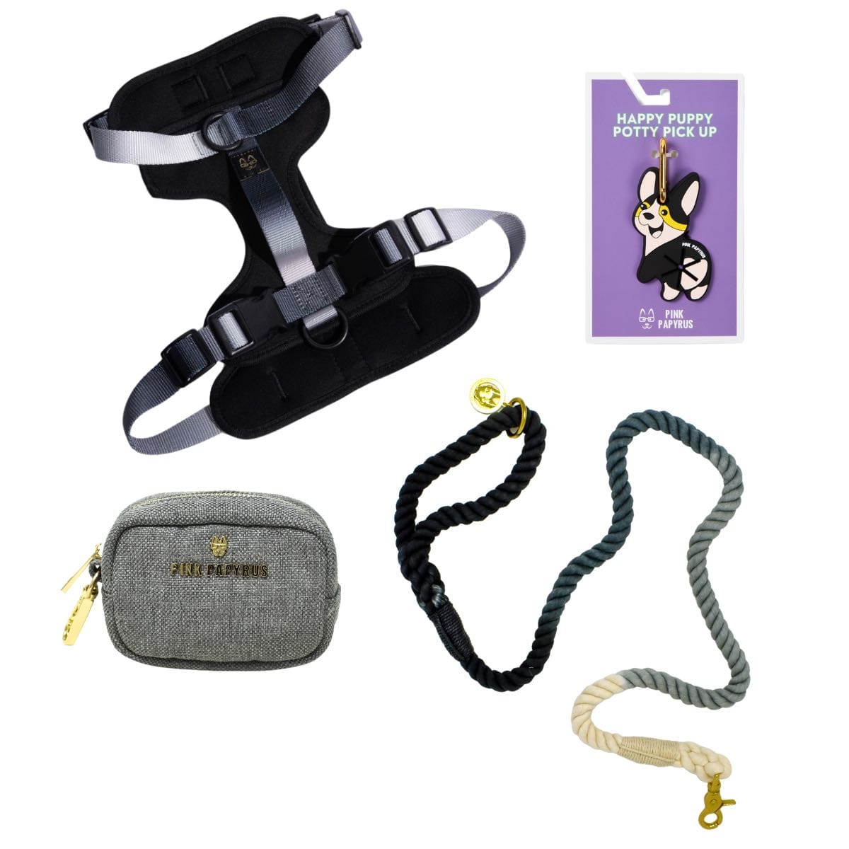 Back In Black Dog Harness Bundle | Pink Papyrus