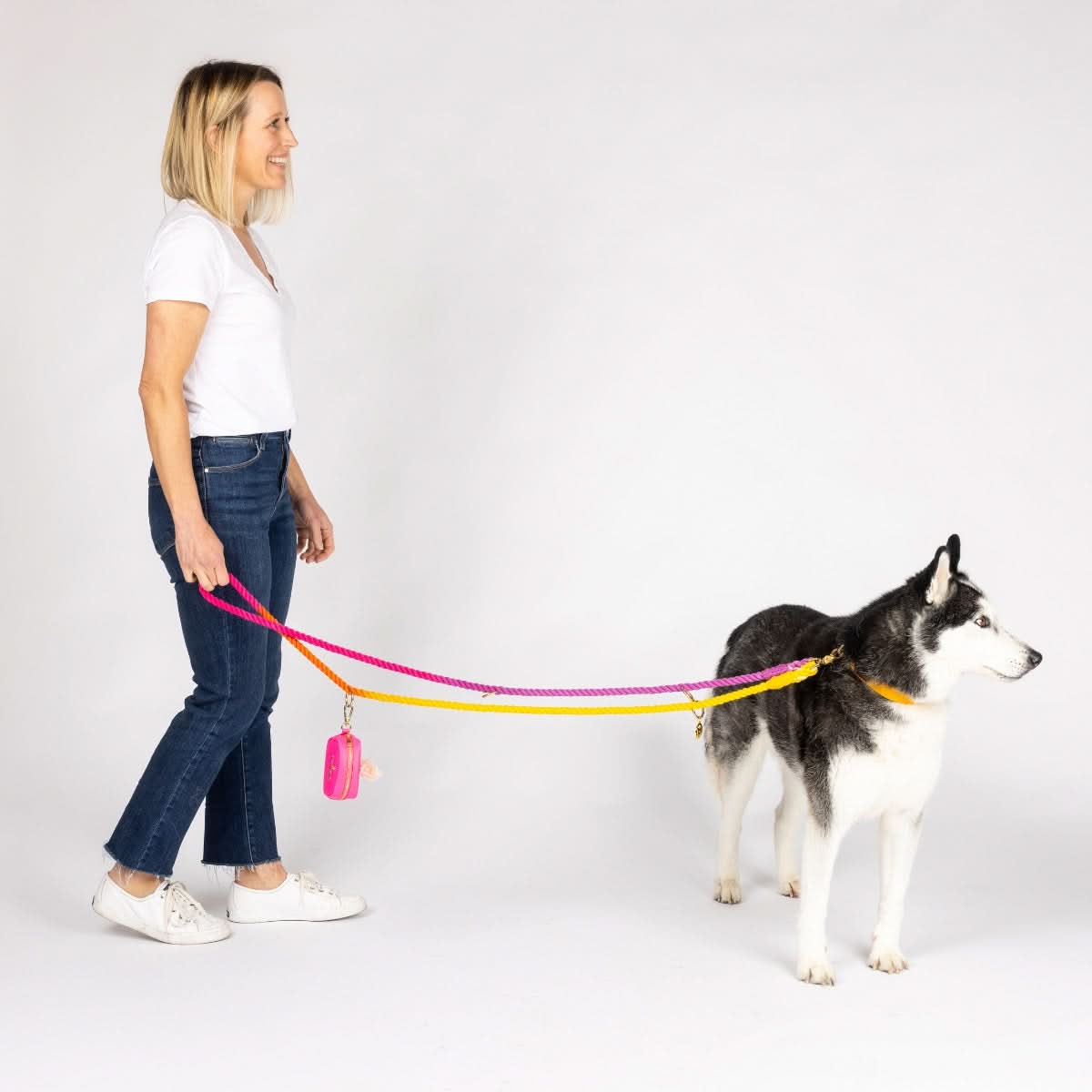 Roxy Hands-Free Rope Dog Leash | Pink Papyrus