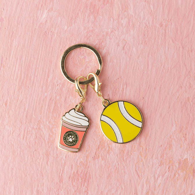 Puppuccino & Tennis Ball Pet Charm Set | Pink Papyrus