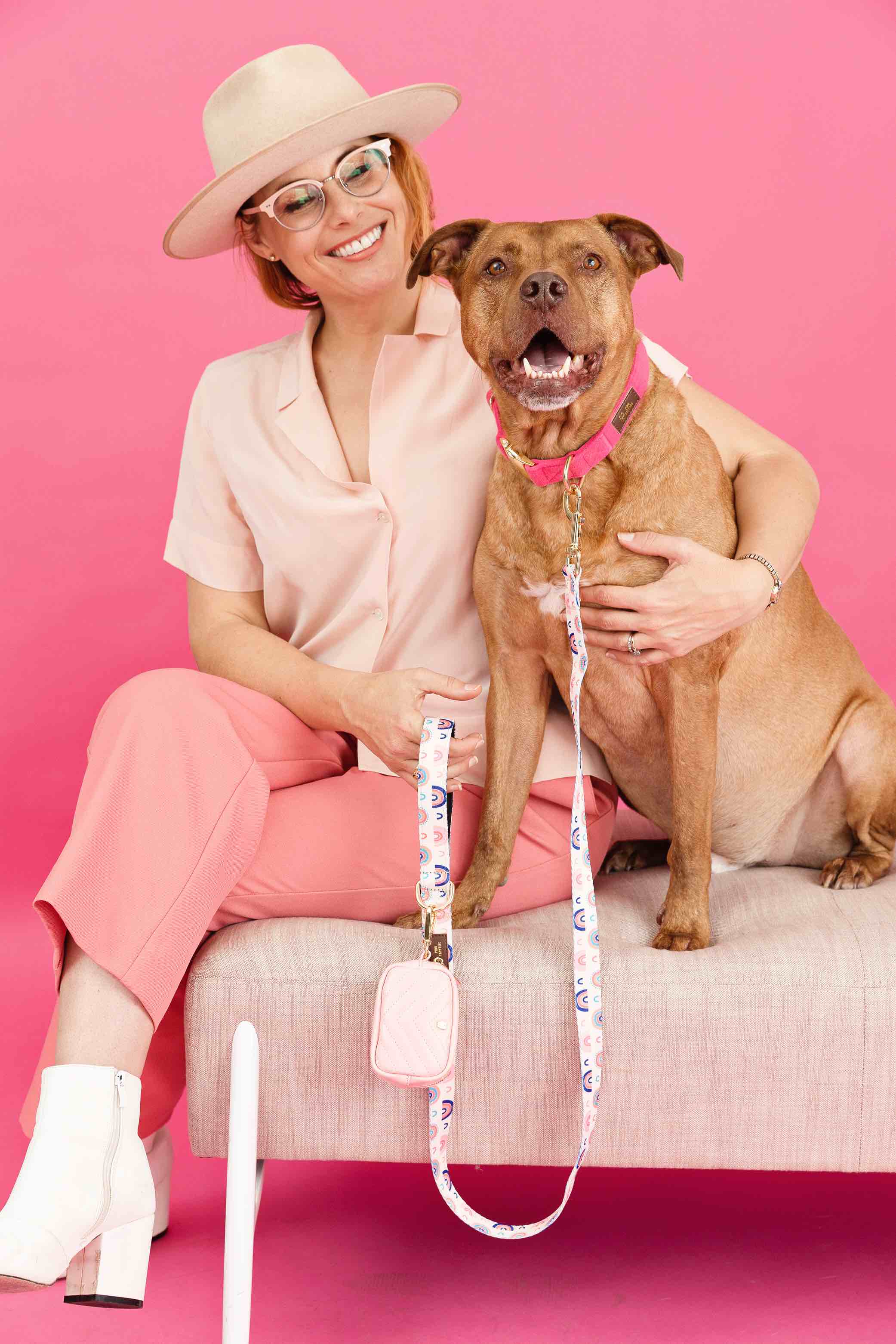 Clarke Dog Leash | Pink Papyrus